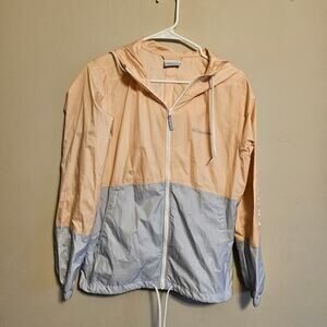 Columbia Flash Forward Windbreaker Jacket Peach and Gray Small